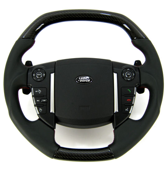 Steering Wheel CARBON FIBRE BLACK (Square Design) Napa Leather - Click Image to Close